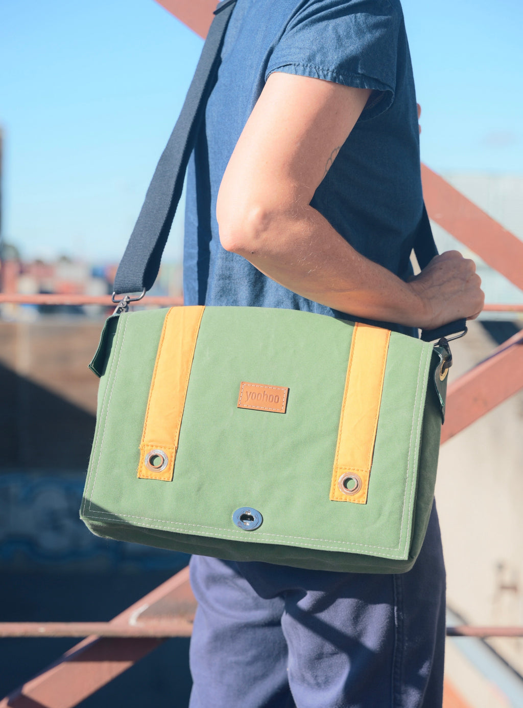Recycled Green Tent Canvas Satchel Bag