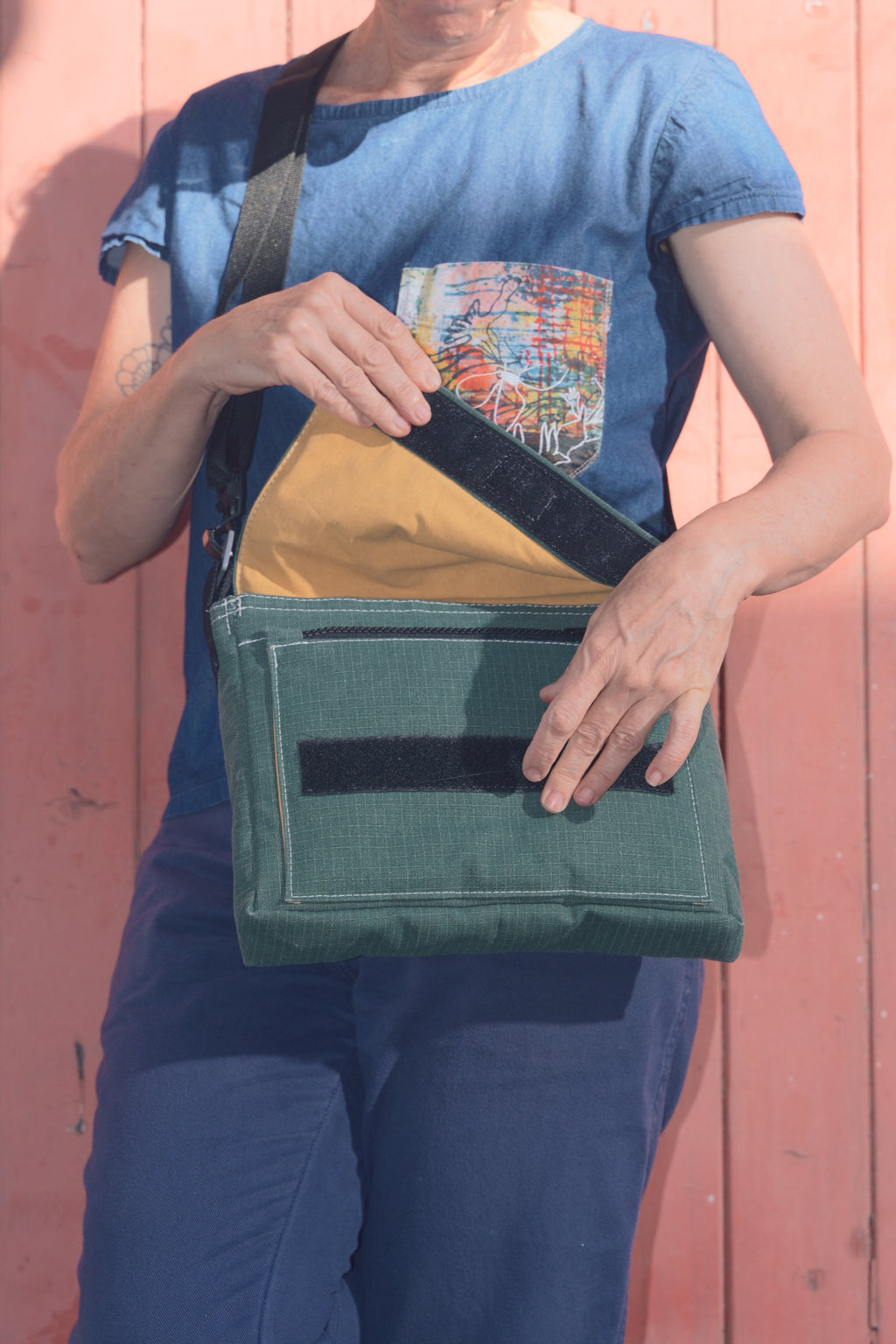Recycled Green Swag Satchel Bag