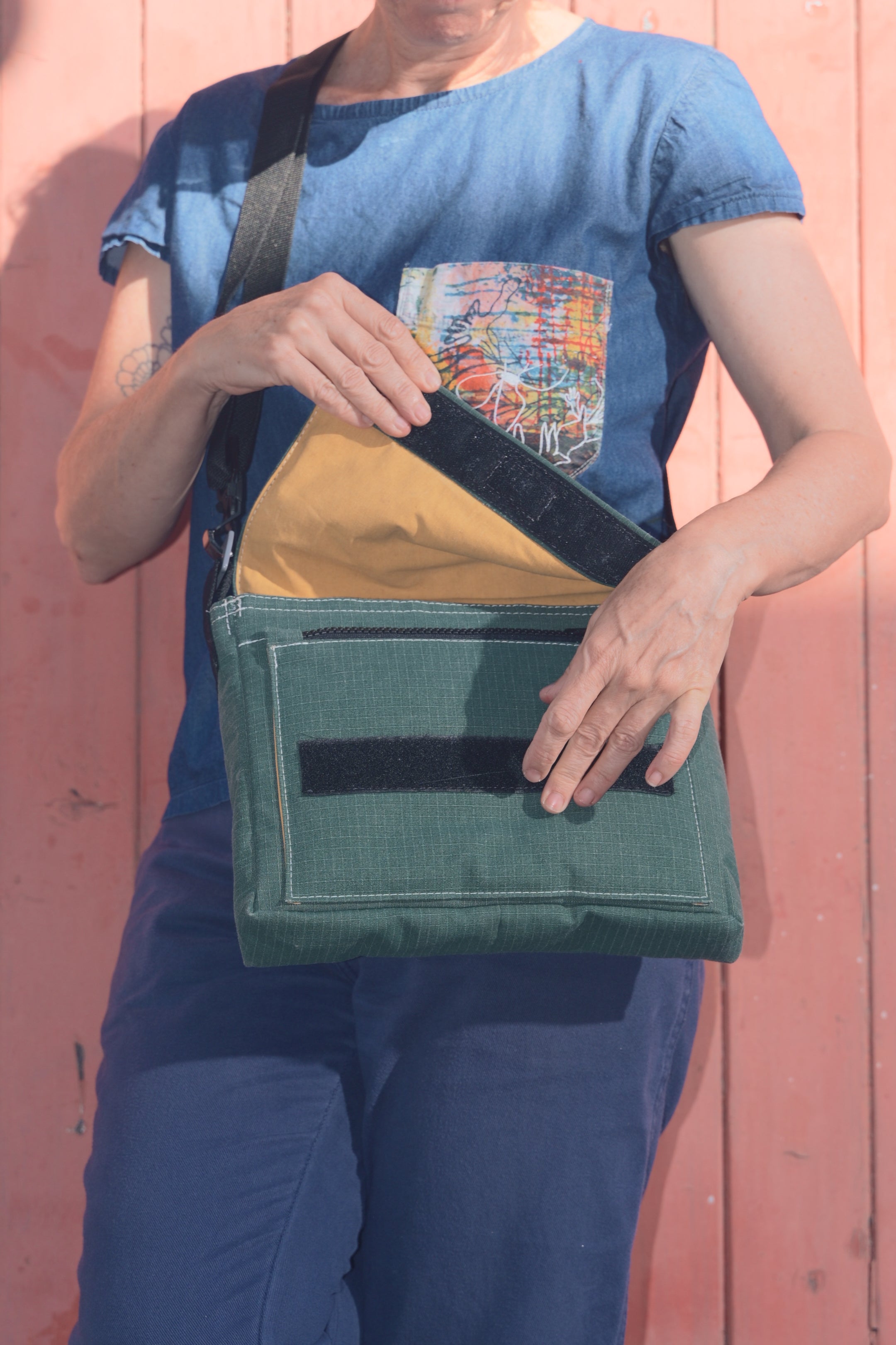 Recycled Green Swag Satchel Bag